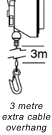 3 metre extra cable overhang